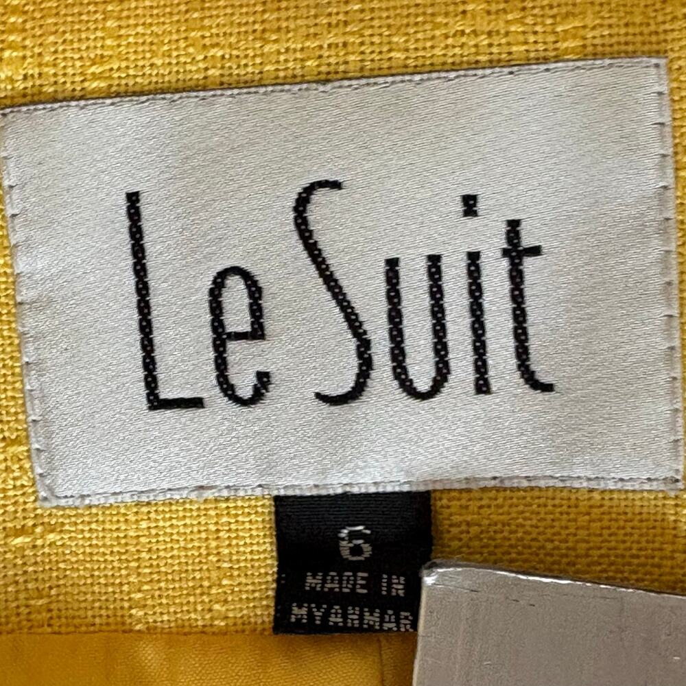 Vintage Le Suit Sunshine Lemon Yellow Fitted Blazer Y2K Mod Short Sleeve Size 6 - Picture 9 of 14